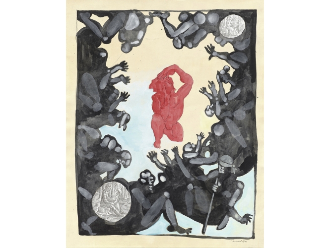 Ohne Titel, 2000 % Gouache et crayon<br/>Gouache and pencil on paper<br/>49,5 x 39,8 cm  (19 1/2 x 15 5/8 in.)<br/><br>