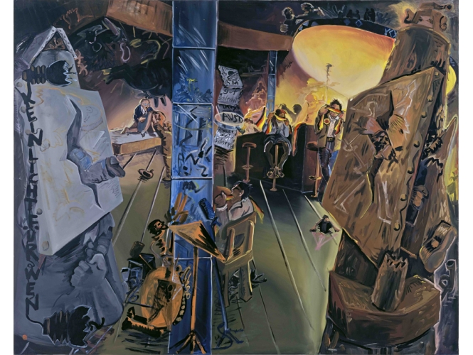 Café Deutschland VIII – Kein Licht für wen, 1980 % Acrylique sur toile / Acrylic on canvas<br/>280 x 350 cm <br/>(110 1/4 x 137 3/4 in.)<br/>JI 373/00<br/><br/>
