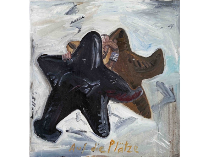 Auf die Plätze, 1981 % Huile sur bois / Oil on wood<br/>125 x 120 cm	<br/>(49 1/4 x 47 1/4 in.)<br/>JI 422/B<br/><br/>