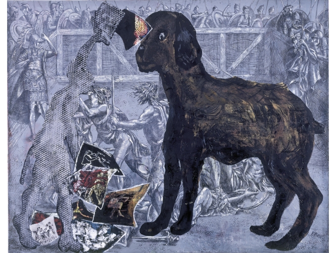 JÖRG IMMENDORFF, « Ohne Titel », 2006 % Huile sur toile / Oil on canvas<br/>150 x 190 cm  <br/>(59 x 74 3/4 in.)<br/>JI 1210/00<br/><br/>