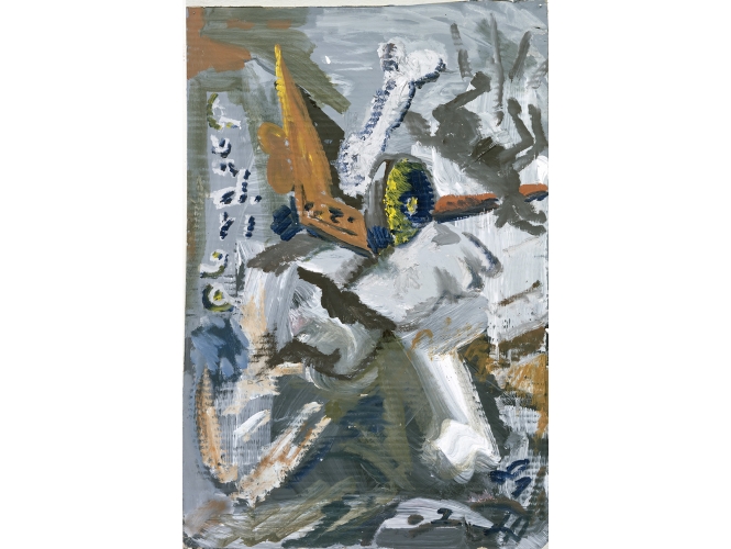JÖRG IMMENDORFF, « Quadriga », 1981 % Huile sur carton ondulé / Oil on corrugated cardboard<br/>75 x 50 cm  <br/>(29 1/2 x 19 5/8 in.)<br/>JI 403/00<br/><br/>