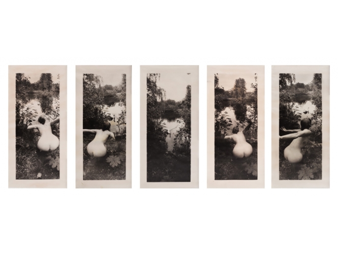 From the “FotoZeit Salzau VII” series, 1996-1997 % 5 tirages argentiques vintages sur papier tramé, pièce unique / 5 vintage silver prints on paper, unique piece<br/>Photo: Benoît Fougeirol<br/><br/>
