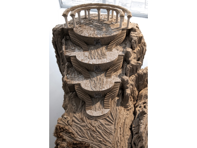 Nymphées, 2019 (détail) % Carton, papier coloré, laiton, bois, plâtre / Cardboard, colored paper, brass, wood, plaster<br/>330 x 180 x 160 cm	<br/>(129 7/8 x 70 7/8 x 63 in.)<br/><br/>