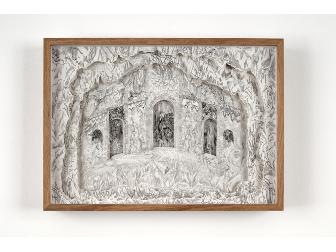 Grotto 1, 2019 % Encre de Chine sur papier / India ink on paper<br/>26 x 36 x 4 cm<br/>(14 1/8 x 10 1/4 x 1 5/8 in.)<br/></br>