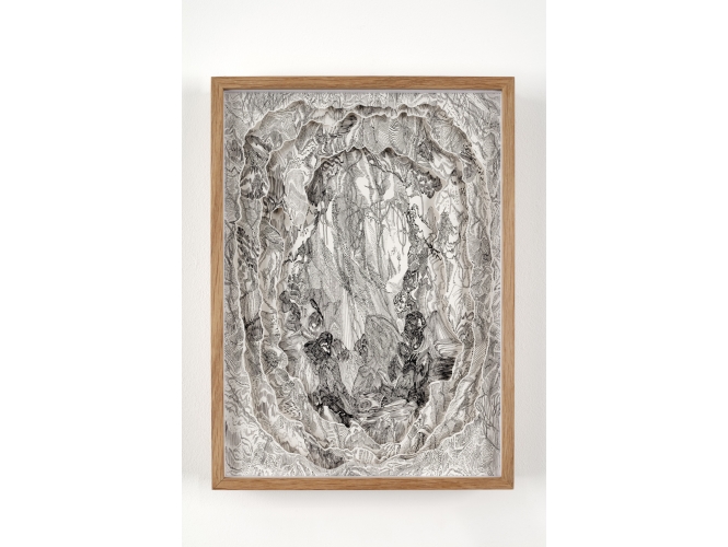 Grotto 3, 2019 % Encre de Chine sur papier / India ink on paper<br/>36 x 26 x 4 cm<br/>(14 1/8 x 10 1/4 x 1 5/8 in.)<br/></br>