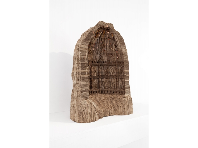 Grotte 2, 2019 % Bois, carton, laiton / Wood, cardboard, brass<br/>67 x 57 x 35 cm	<br/>(26 3/8 x 22 1/2 x 13 3/4 in.)<br/></br>