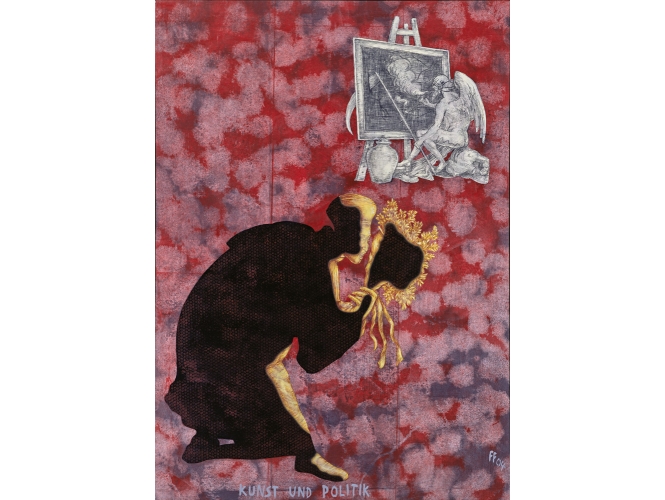 Kunst und Politik, 2004 % Huile et pastel gras sur toile / Oil and oil chalk on canvas<br/>200 × 140 cm<br/>(78 3/4 x 55 1/8 in.)<br/>JI 1088, <br/><br/>