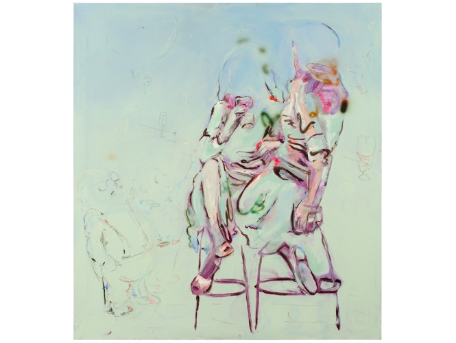 Thought Doesn’t Move Things II, 2018 % Acrylique et huile sur toile / Acrylic and oil on canvas<br/>130 cm × 120 cm<br/>(51 1/8 x 47 1/4 in.)<br/><br/><br/>