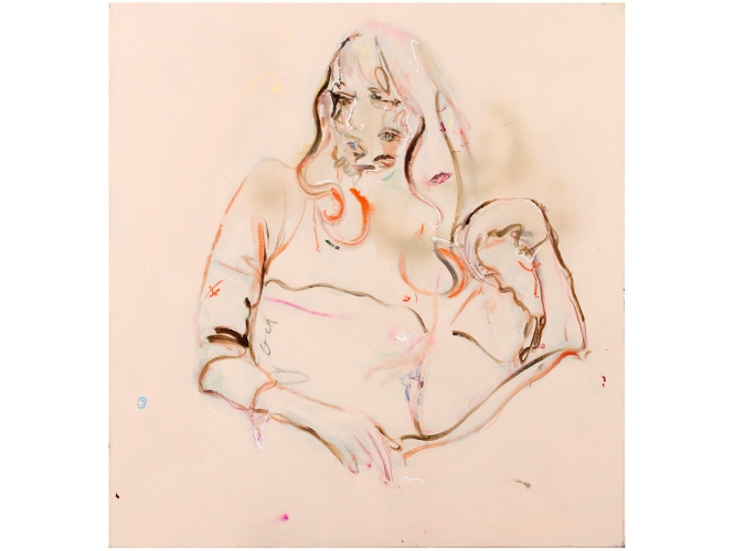 Entirely Personal Matter, 2018 % Spray, acrylique, pastel et huile sur toile / Spray, acrylic, pastel and oil on canvas <br/>105 cm × 100 cm<br/>(41 3/8 x 39 3/8 in.)<br/><br/>