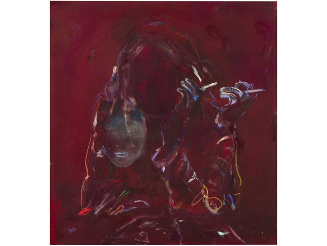 Entirely Personal Matter II, 2018 % Acrylique, pastel et huile sur toile / Acrylic, pastel and oil on canvas<br/>70 cm × 65 cm<br/>(27 1/2 x 25 5/8 in.)<br/><br/><br/>