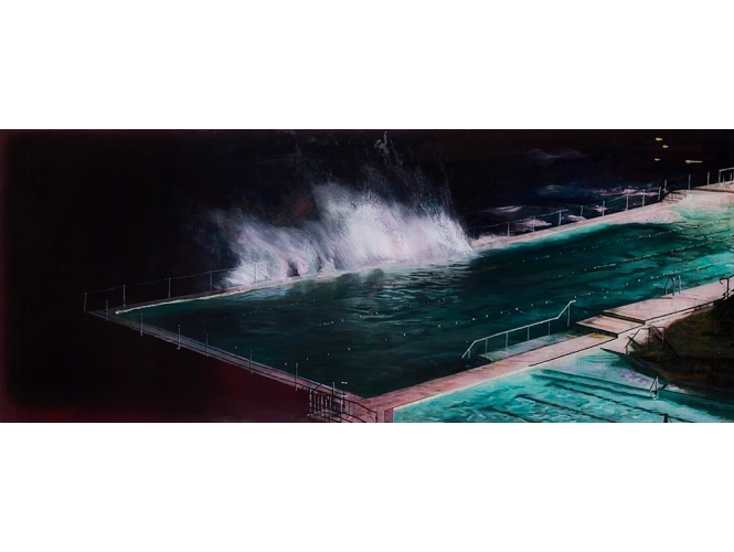 The Crossing #1, 2019 % Huile sur plexiglas / Oil on plexiglas<br/>72 x 180 cm <br/>(28 3/8 x 70 7/8 in.)<br/><br/>