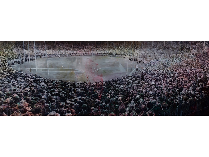 The Crossing #3, 2019 % Huile sur plexiglas / Oil on plexiglas<br/>72 x 200 cm  <br/>(28 3/8 x 78 3/4 in.)<br/><br/>