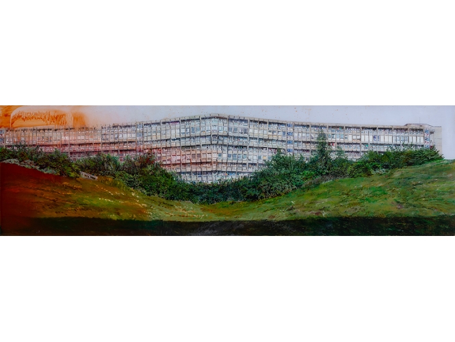 The Crossing #4, 2019 % Huile sur plexiglas / Oil on plexiglas<br/>72 x 248 cm <br/>(28 3/8 x 97 5/8 in.)<br/><br/>