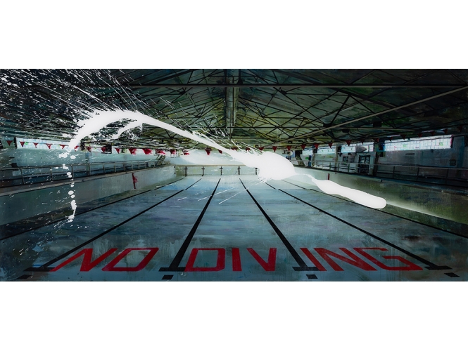 Deep End, 2019 % Huile sur plexiglas / Oil on plexiglas<br/>100 x 220 cm (39 3/8 x 86 5/8 in.)<br/><br/>