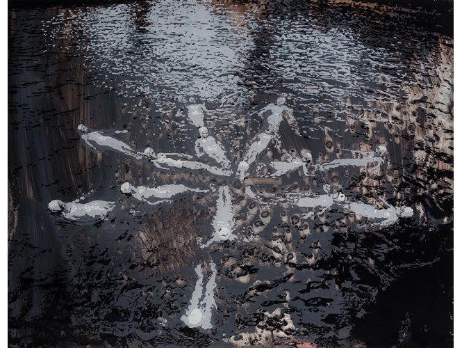 Stella Marina, 2019 % Huile sur verre et miroir / Oil on glass and mirror<br/>45 x 58 cm <br/>(17 3/4 x 22 7/8 in.)<br/><br/>