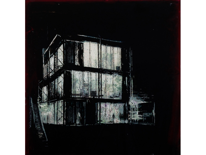 Lighthouse, 2019 % Huile sur verre et miroir / Oil on glass and mirror<br/>60 x 60 cm <br/>(23 5/8 x 23 5/8 in.)<br/><br/>