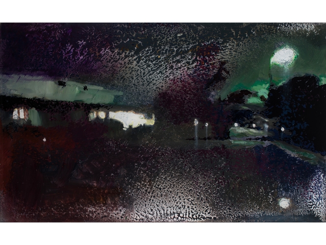 Lunaria, 2019 % Huile sur plexiglas / Oil on plexiglas<br/>45 x 73 cm <br/>(17 3/4 x 28 3/4 in.)<br/><br/>