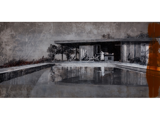 Water Mirror, 2019 % Huile sur plexiglas / Oil on plexiglas<br/>72 x 150 cm  <br/>(28 3/8 x 59 in.)<br/><br/>