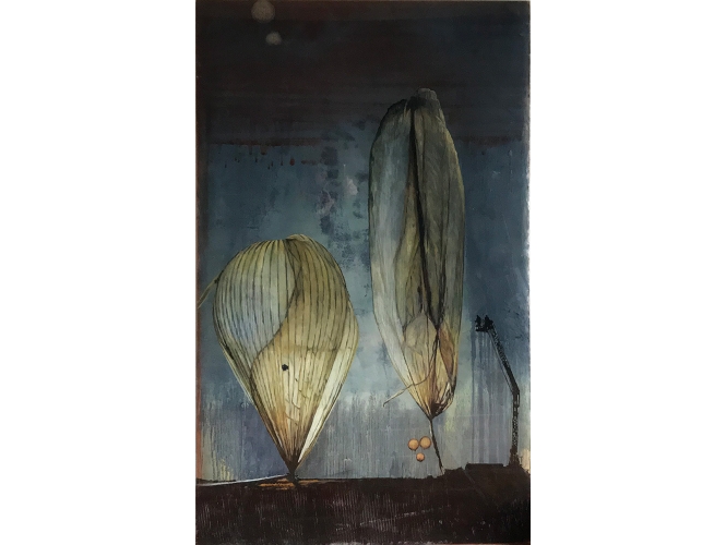 Ballooning, 2020 % Huile sur plexiglas / Oil on plexiglas<br/>120 x 74 cm <br/>(47 1/4 x 29 1/8 in<br/><br/>