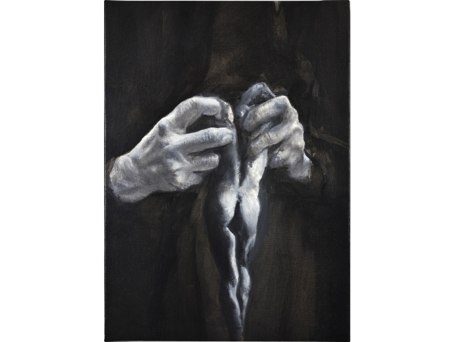 Saturne #2, 2020 % Huile sur toile / Oil on canvas<br/>46 x 33 cm <br/>(18 1/8 x 13 in.)<br/></br>