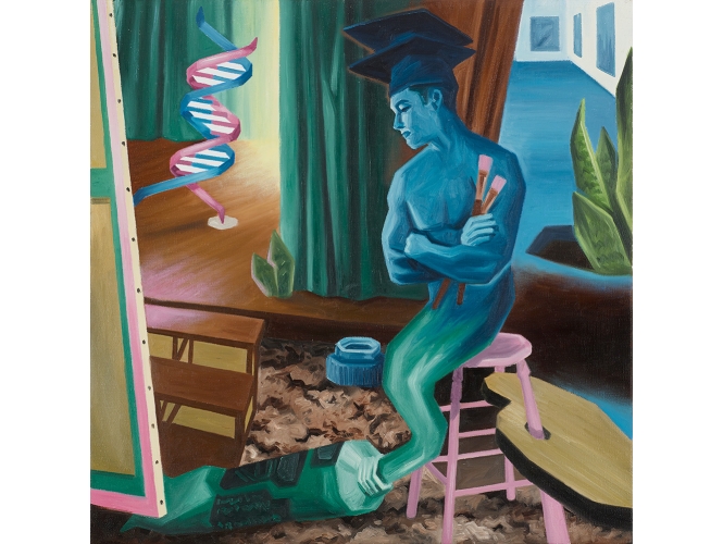 KRIKI % 'Genius', 2019<br/>Huile sur toile / Oil on canvas<br/>60 x 60 cm <br/>(23 5/8 x 23 5/8 in.)