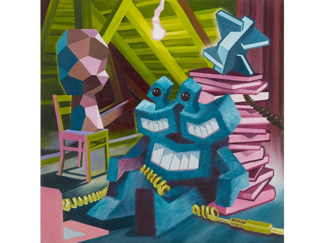 KRIKI % 'Le Grenier', 2019<br/>Huile sur toile / Oil on canvas<br/>60 x 60 cm <br/>(23 5/8 x 23 5/8 in.)<br/>