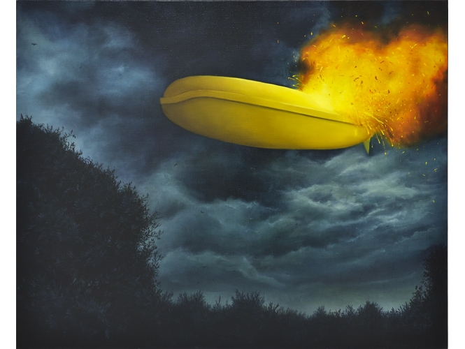 ANTOINE ROEGIERS % 'L'explosion', 2021 <br/>Huile sur toile / Oil on canvas<br/>82 x 100 cm <br/>(32 1/4 x 39 3/8 in.)