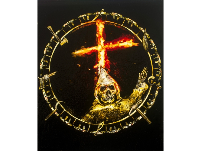 TERRY TAYLOR % 'Genaral Nathan Bedford Forest of the Ku Klux Klan - The Hit List', 2013 <br/>Huile sur toile de lin / Oil on linen<br/>22 x 18,5 cm <br/>(8 5/8 x 7 1/4 in.)