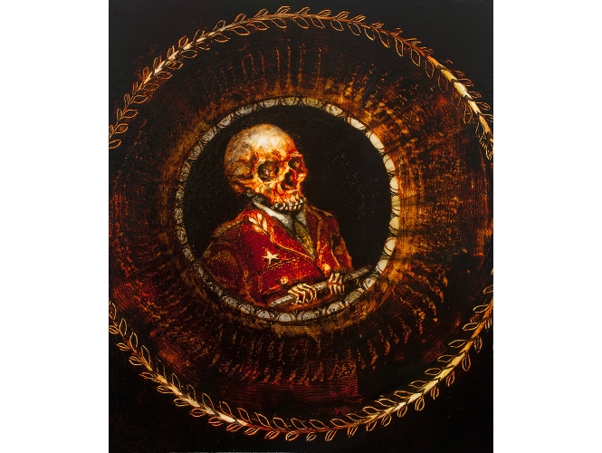 TERRY TAYLOR % 'Josip Broz Tito - The Hit List', 2012 <br/>Huile sur toile de lin / Oil on linen<br/>22 x 18,5 cm <br/>(8 5/8 x 7 1/4 in.)<br/>