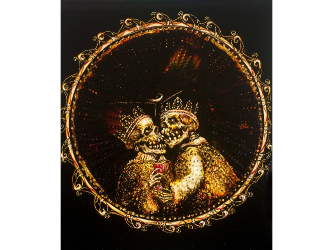 TERRY TAYLOR % 'Macbeth & Lady Macbeth - The Hit List', 2013 <br/>Huile sur toile de lin / Oil on linen<br/>22 x 18,5 cm <br/>(8 5/8 x 7 1/4 in.)<br/>
