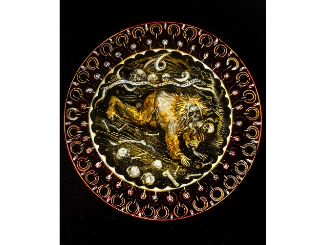 TERRY TAYLOR % 'Nebuchadnezzar II (King of Babylon) - The Hit List', 2013 <br/>Huile sur toile de lin / Oil on linen<br/>22 x 18,5 cm <br/>(8 5/8 x 7 1/4 in.)