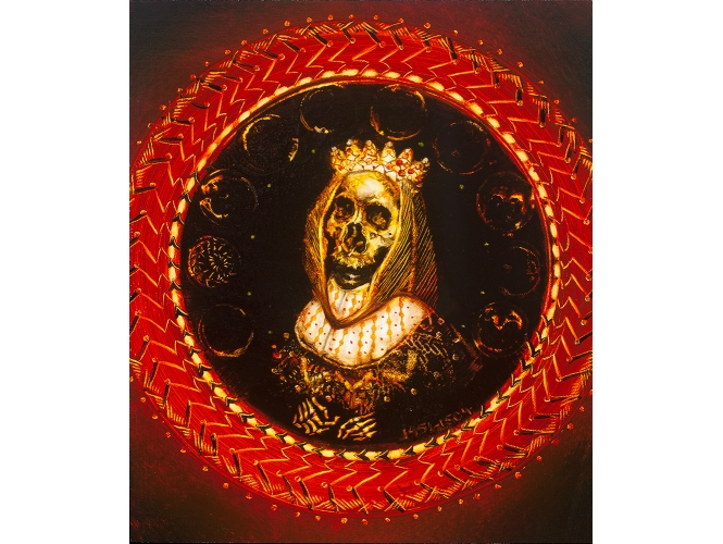 TERRY TAYLOR % 'Queen Isabella of Castille - The Hit List', 2012 <br/>Huile sur toile de lin / Oil on linen<br/>22 x 18,5 cm <br/>(8 5/8 x 7 1/4 in.)