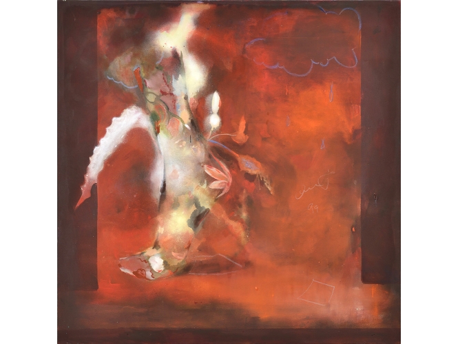 Voiles, 2023 % Acrylique et huile sur toile / Acrylic and oil on canvas<br/>120 x 120 cm <br/>(47 1/4 x 47 1/4 in.)<br/>Photo : Rebecca Fanuele<br/></br>