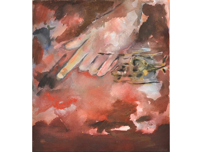 C’est trop, 2023 % Huile sur toile / Oil on canvas<br/>45 x 40 cm <br/>(17 3/4 x 15 3/4 in.)<br/>Photo : Rebecca Fanuele<br/></br>