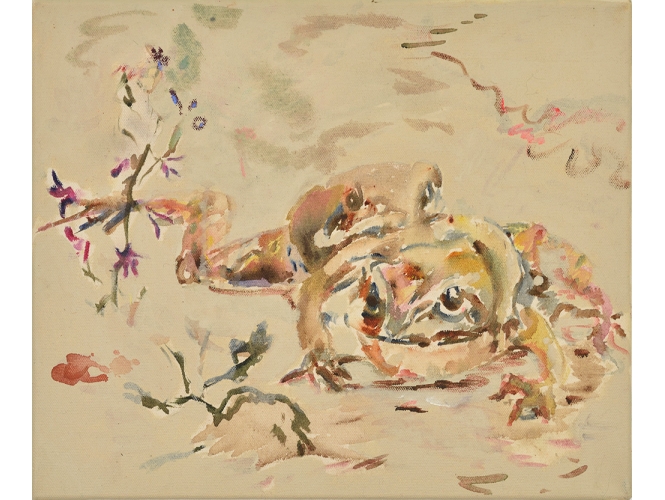Deux princes (série Flora et Fauna), 2023 % Acrylique et huile sur toile / Acrylic and oil on canvas<br/>40 x 45 cm <br/>(15 3/4 x 17 3/4 in.)<br/>Photo : Rebecca Fanuele<br/></br>