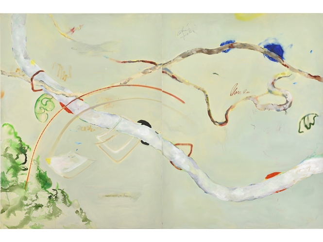 Les lettres jamais envoyées, 2022 % Acrylique et huile sur toile / Acrylic and oil on canvas<br/>210 x 310 cm <br/>(82 5/8 x 122 in.)<br/>Photo : Rebecca Fanuele<br/></br>