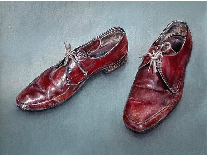 Chaussures, 2023 % Huile sur toile / Oil on canvas<br/>33 x 46 cm <br/>(13 x 18 1/8 in.)